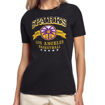 Women's Starter Black Los Angeles Sparks Bleachers & Banners T-Shirt