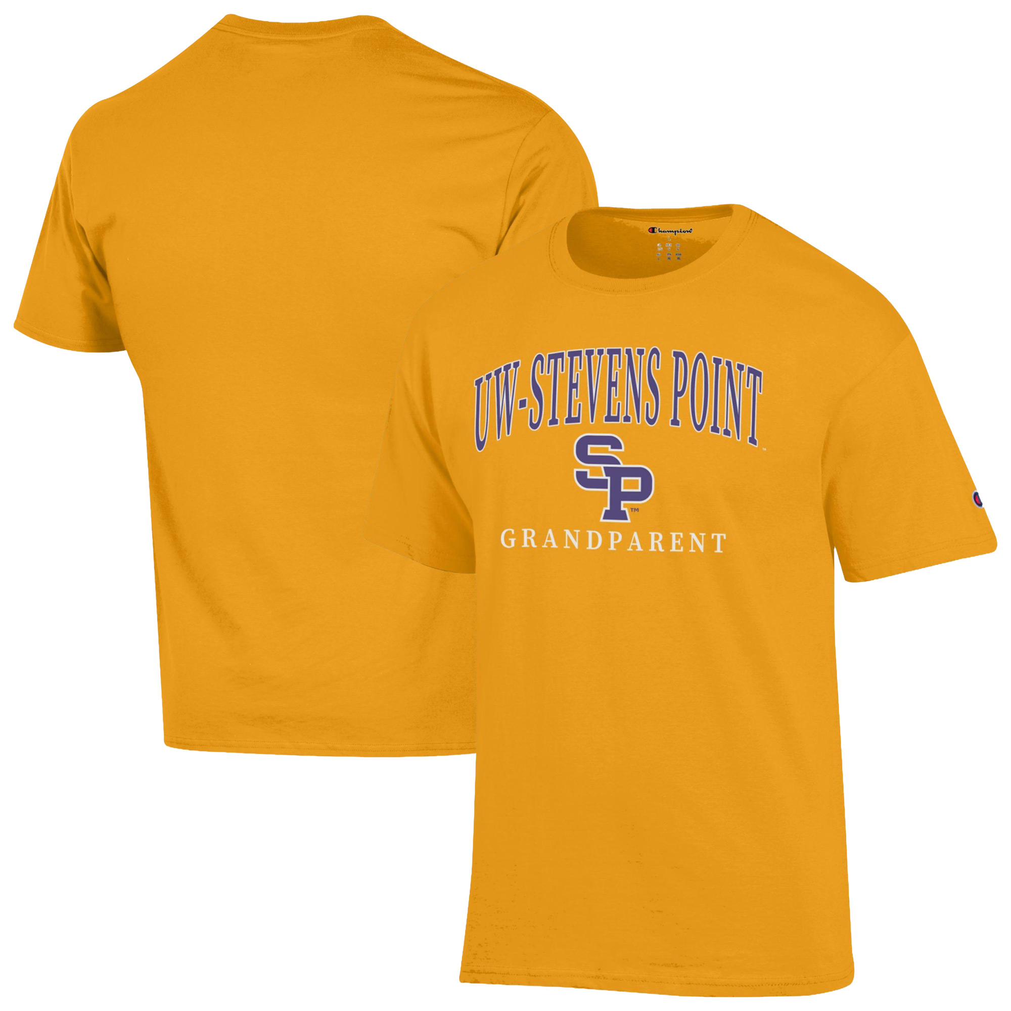 Men’s Champion Gold Wisconsin-Stevens Point Pointers Grandparent Arch Logo T-Shirt Men’s Champion Gold Wisconsin-Stevens Point Pointers Grandparent Arch Logo T-Shirt
