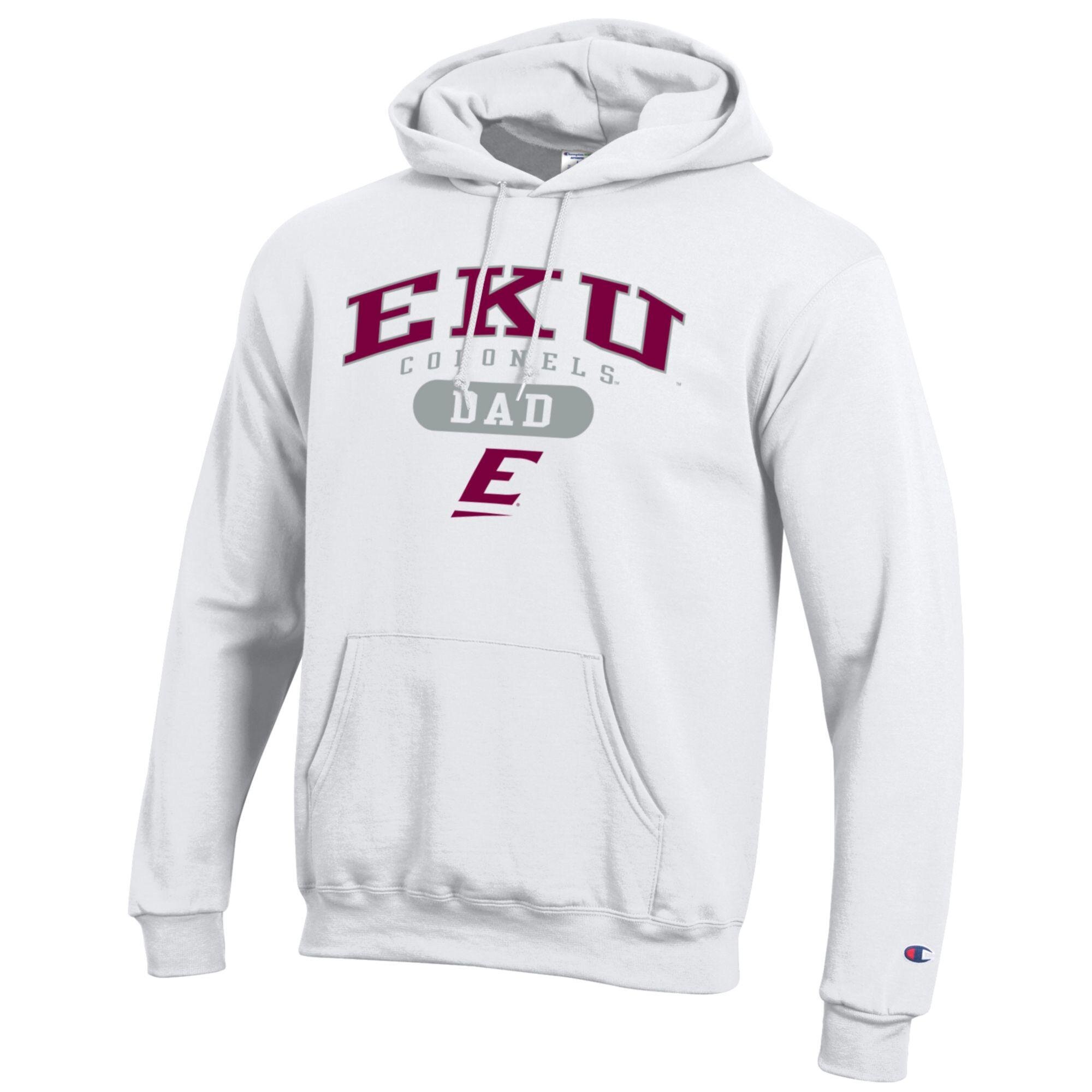 Men’s Champion White Eastern Kentucky Colonels Dad Pill Box Eco Powerblend Hoodie Men’s Champion White Eastern Kentucky Colonels Dad Pill Box Eco Powerblend Hoodie