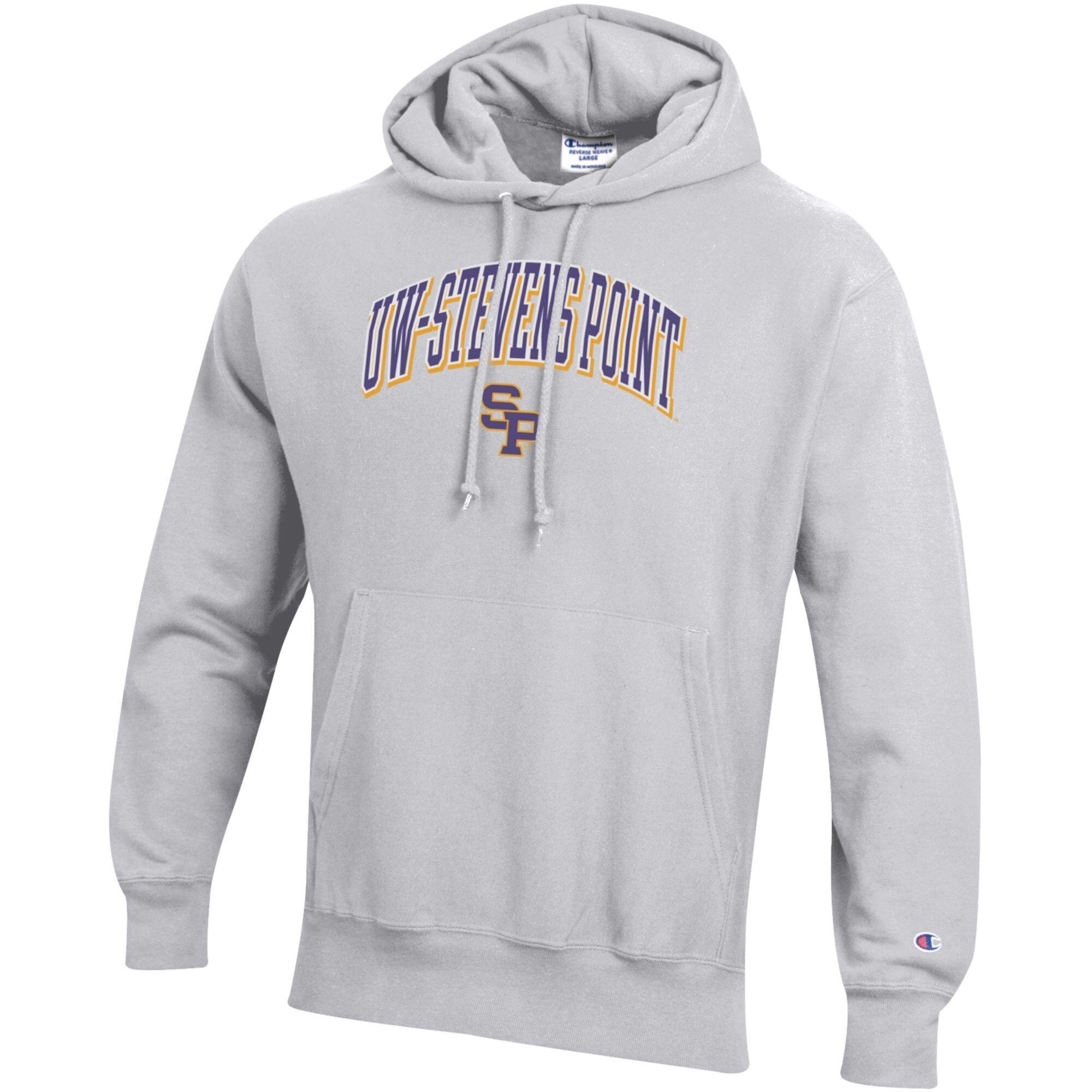 Men’s Champion Gray Wisconsin-Stevens Point Pointers Arch Logo Reverse Weave Hoodie