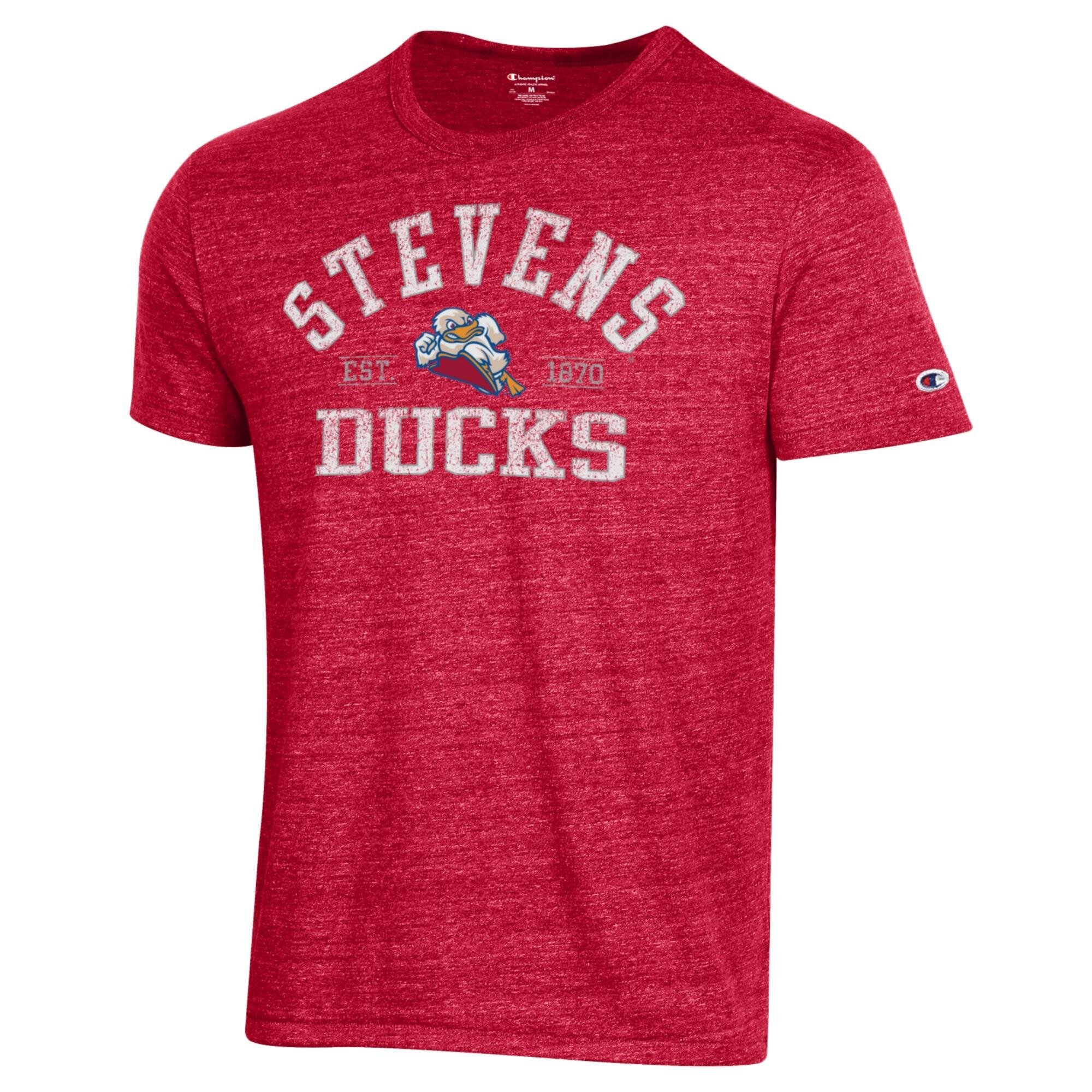 Men's Champion Red Stevens Institute of Technology Ducks Established Date Ultimate Tri-Blend T-Shirt