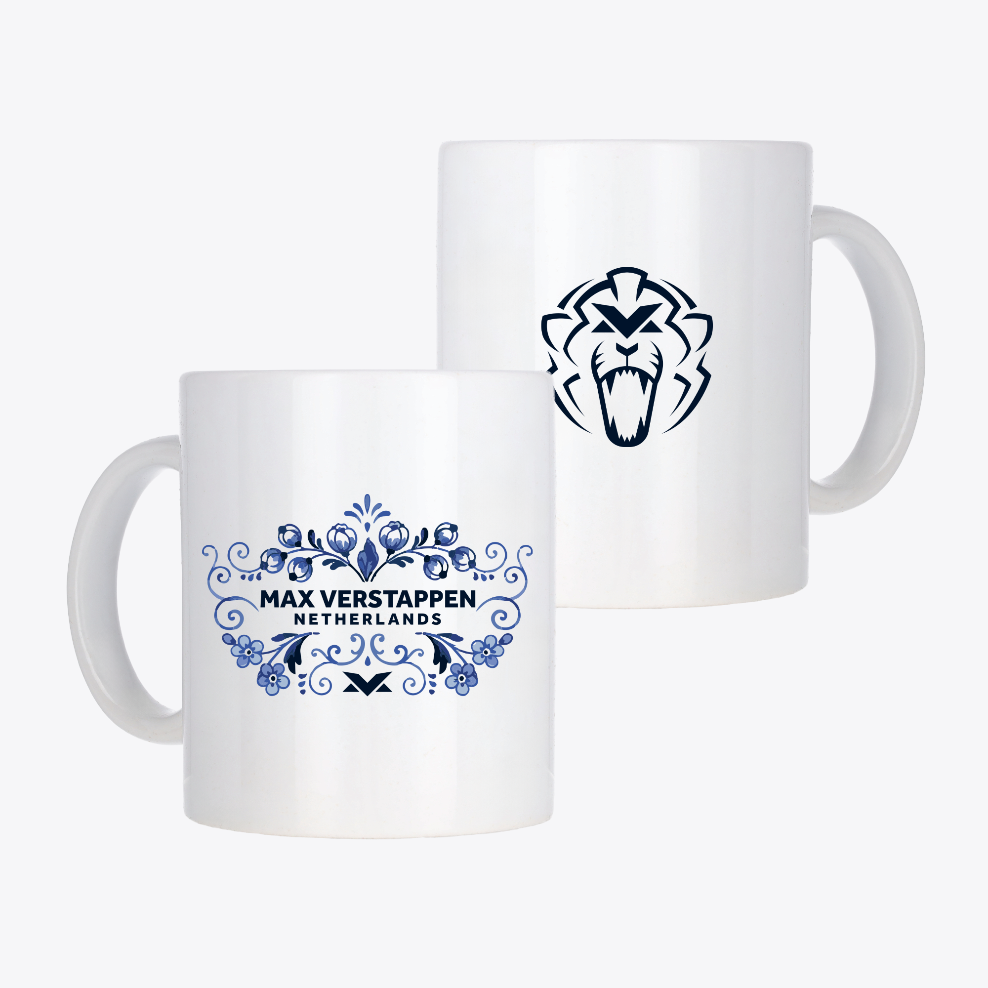 Taza de café «Unleash The Lion» en azul de Delft, 11 oz