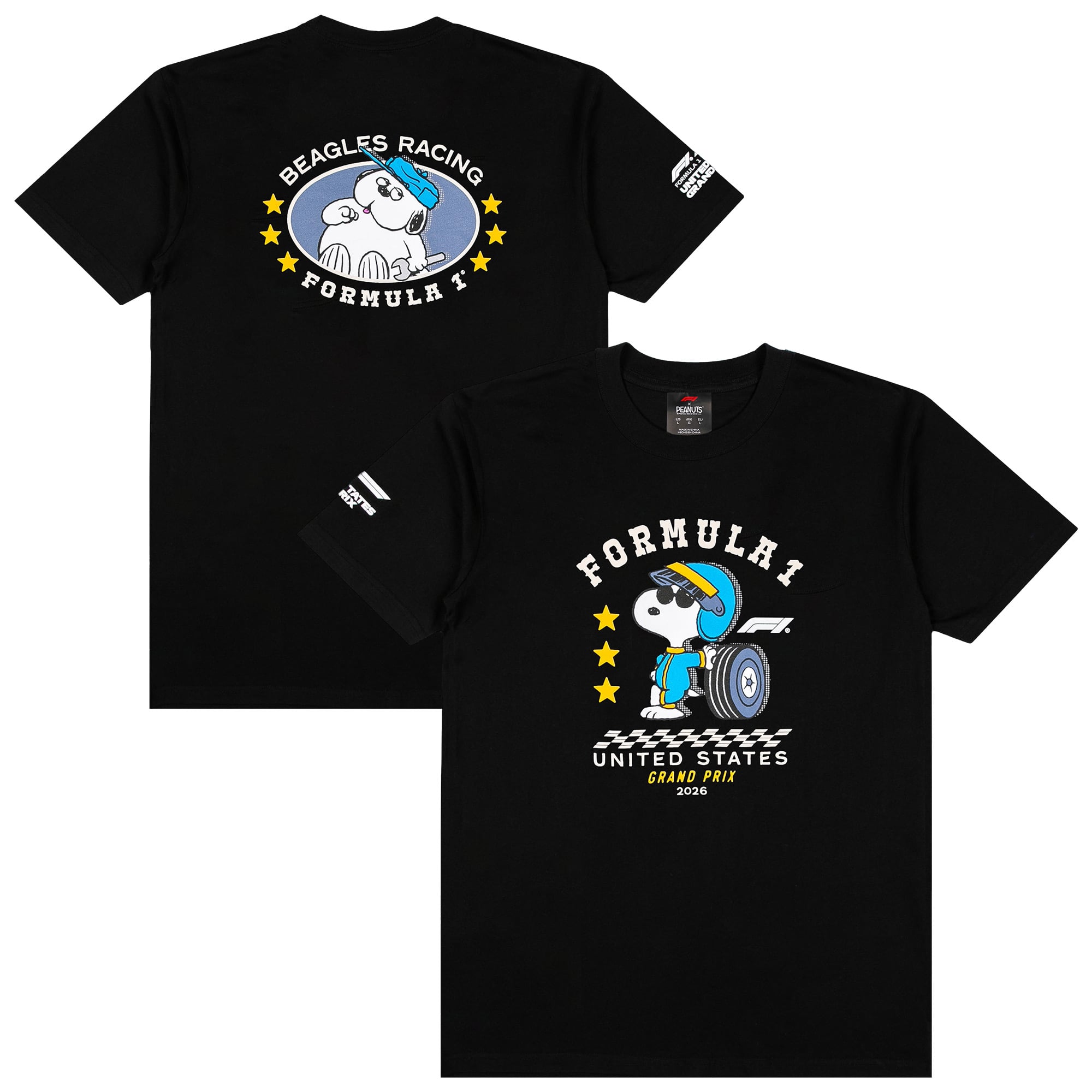 Camiseta Peanuts X F1 Pups Pit Crew de la línea de productos de Fórmula 1 - Negra