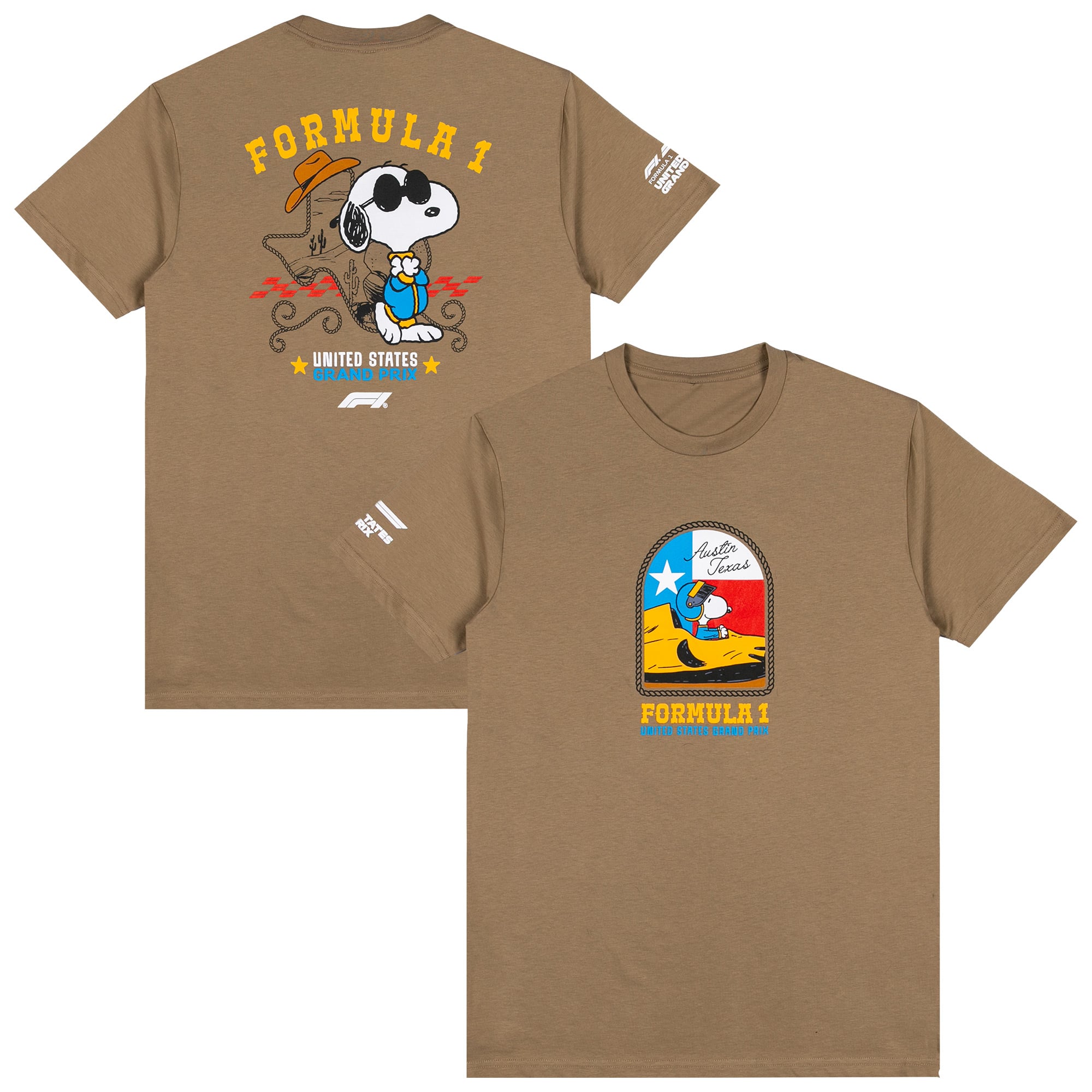 T-shirt Western Formule 1 F1 X Peanuts USA GP - Marron