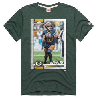 Unisex Homage Jordan Love Green Green Bay Packers NFL Topps Trading Card Tri-Blend T-Shirt