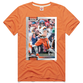 Unisex Homage Bo Nix Orange Denver Broncos NFL Topps Trading Card Tri-Blend T-Shirt