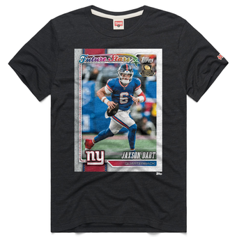 Unisex Homage Jaxson Dart Charcoal New York Giants NFL Topps Trading Card Tri-Blend T-Shirt