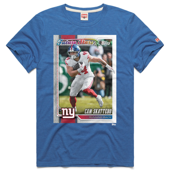 Unisex Homage Cam Skattebo Royal New York Giants NFL Topps Trading Card Tri-Blend T-Shirt