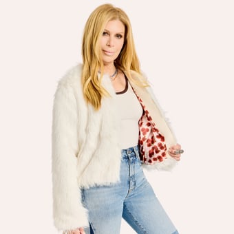 Women's by Jill Martin  White New York Yankees Faux Fur Jacket