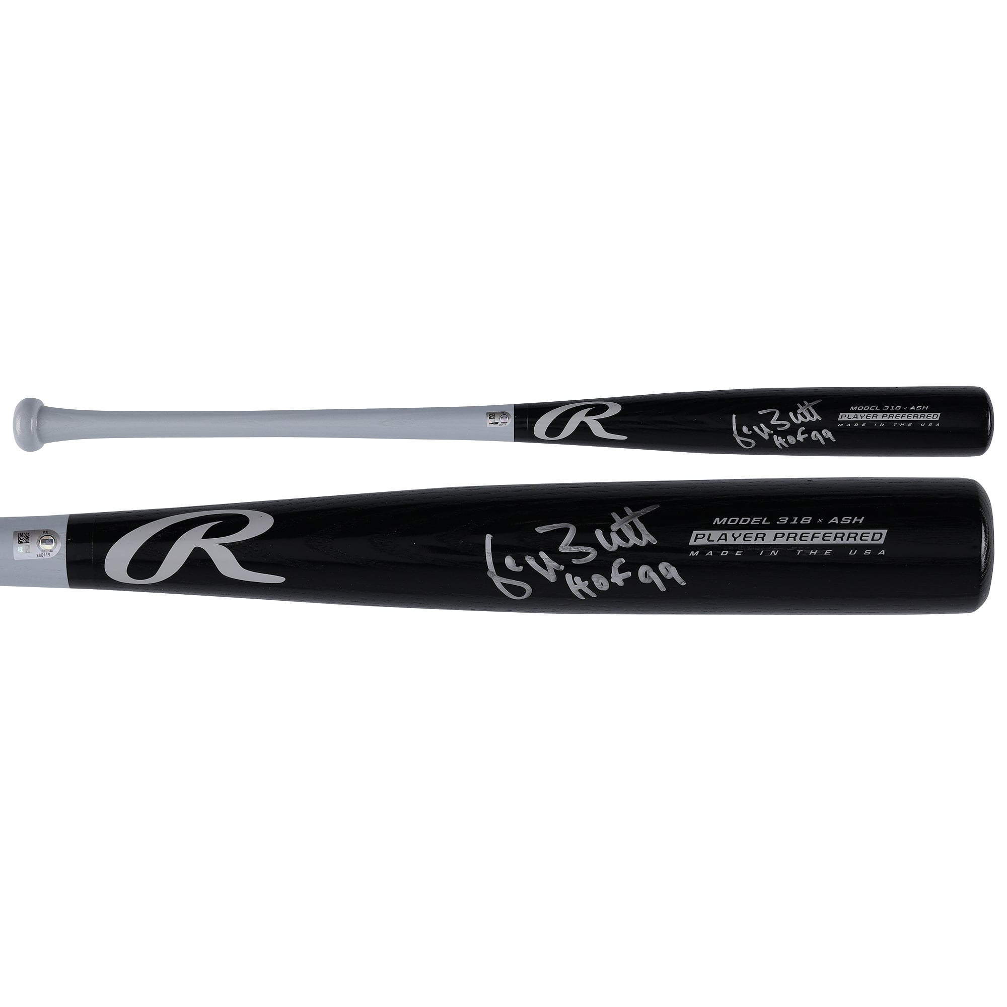 Mazza da baseball Rawlings Player Preferred nera autografata da George Brett dei Kansas City Royals con iscrizione "HOF 99"