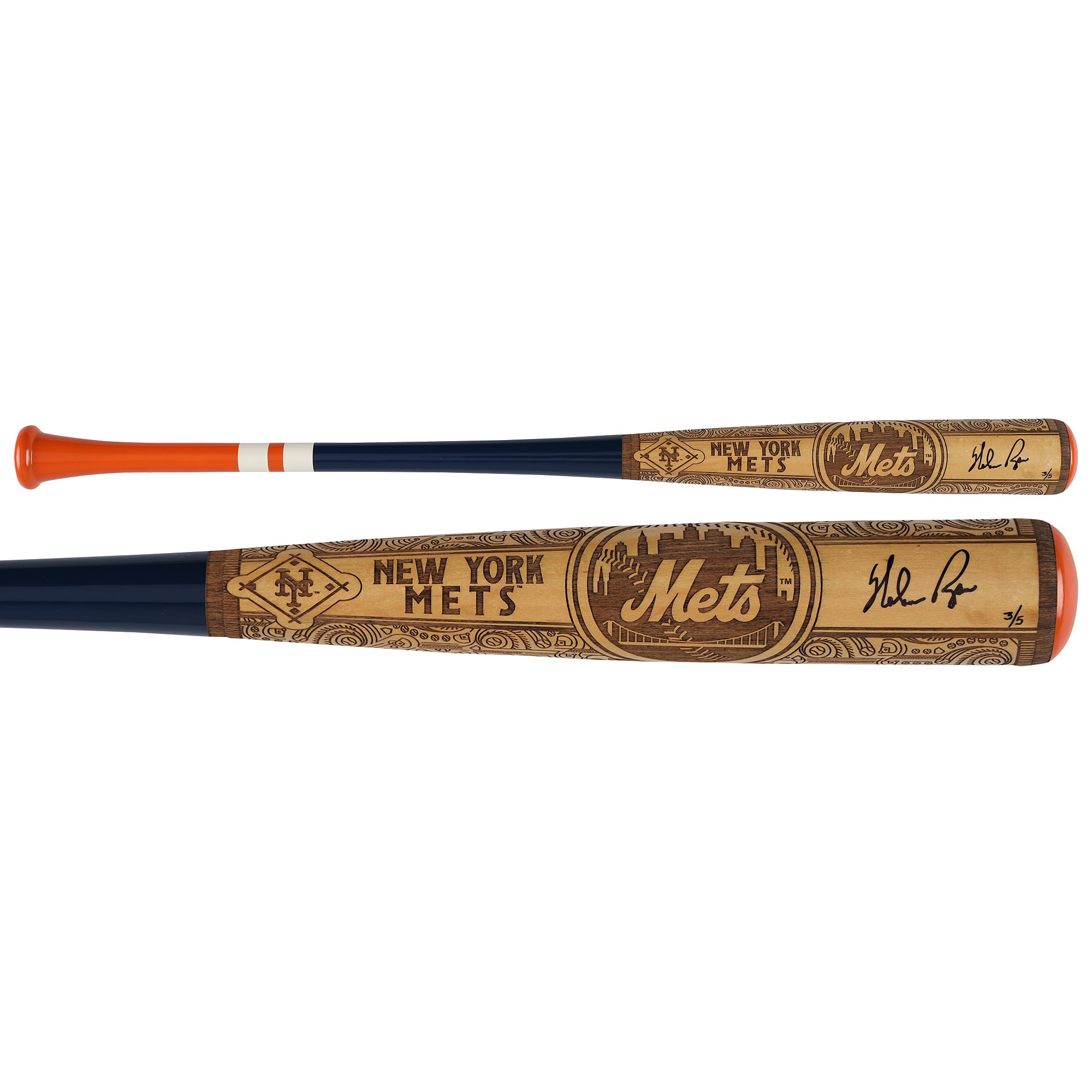 Mazza da baseball autografata di Nolan Ryan dei New York Mets, serie Mural di Pillbox Bat Company - Edizione limitata di 5 pezzi