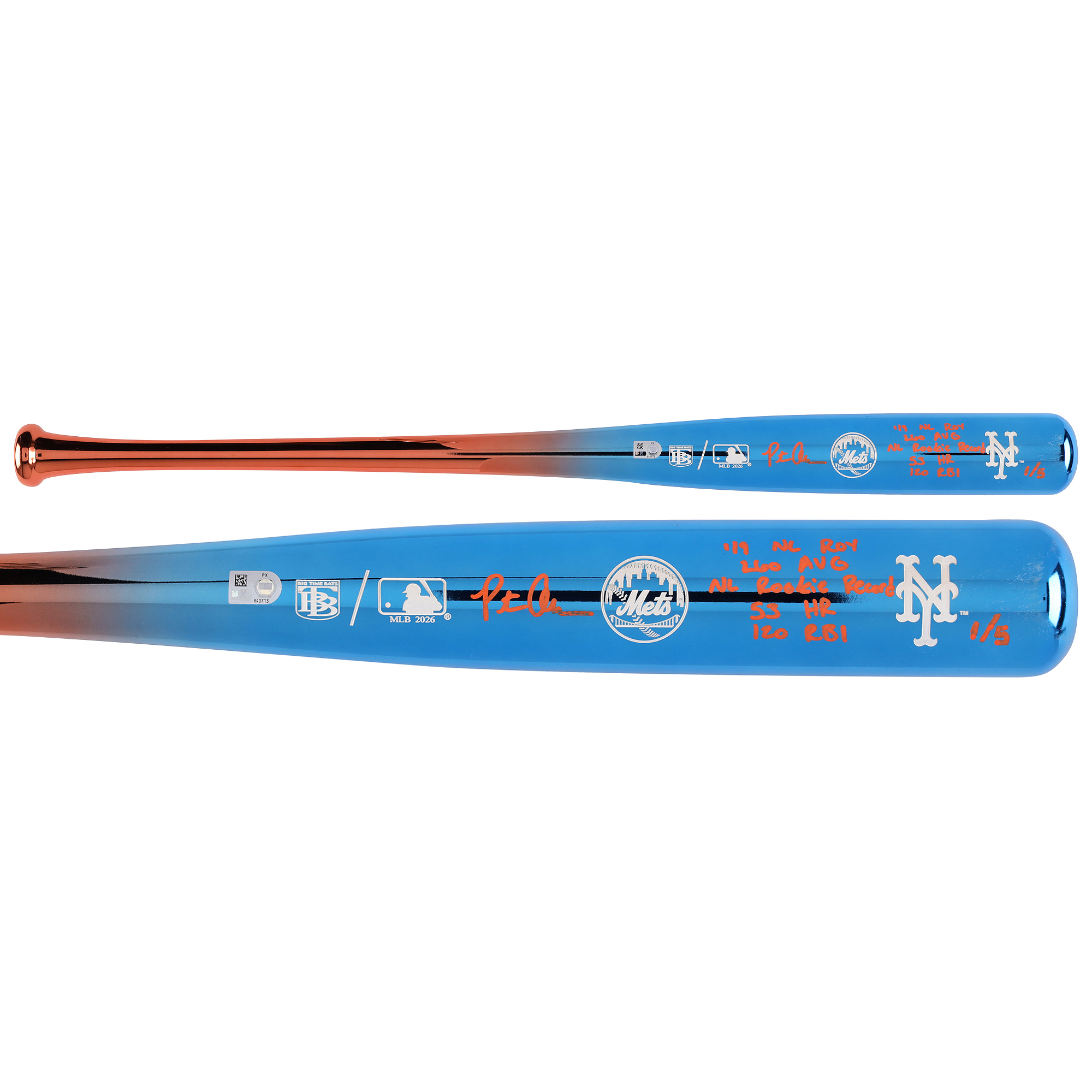 Pete Alonso New York Mets Autographed Big Time Bats Chrome Bat with Multiple Inscriptions