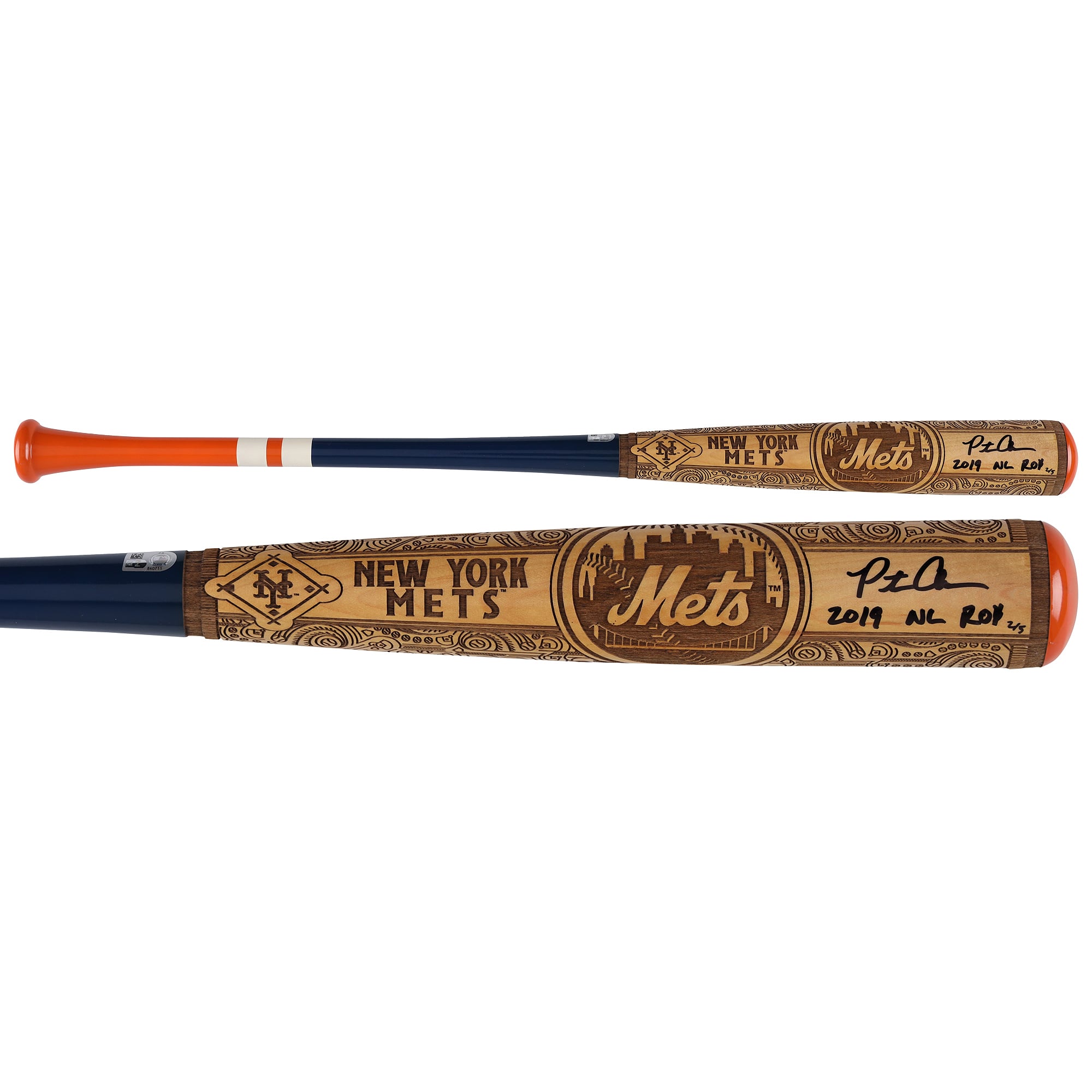 Bate de béisbol Pillbox Bat Company Mural Series autografiado por Pete Alonso de los New York Mets con la inscripción "2019 NL ROY" - Edición limitada de 5