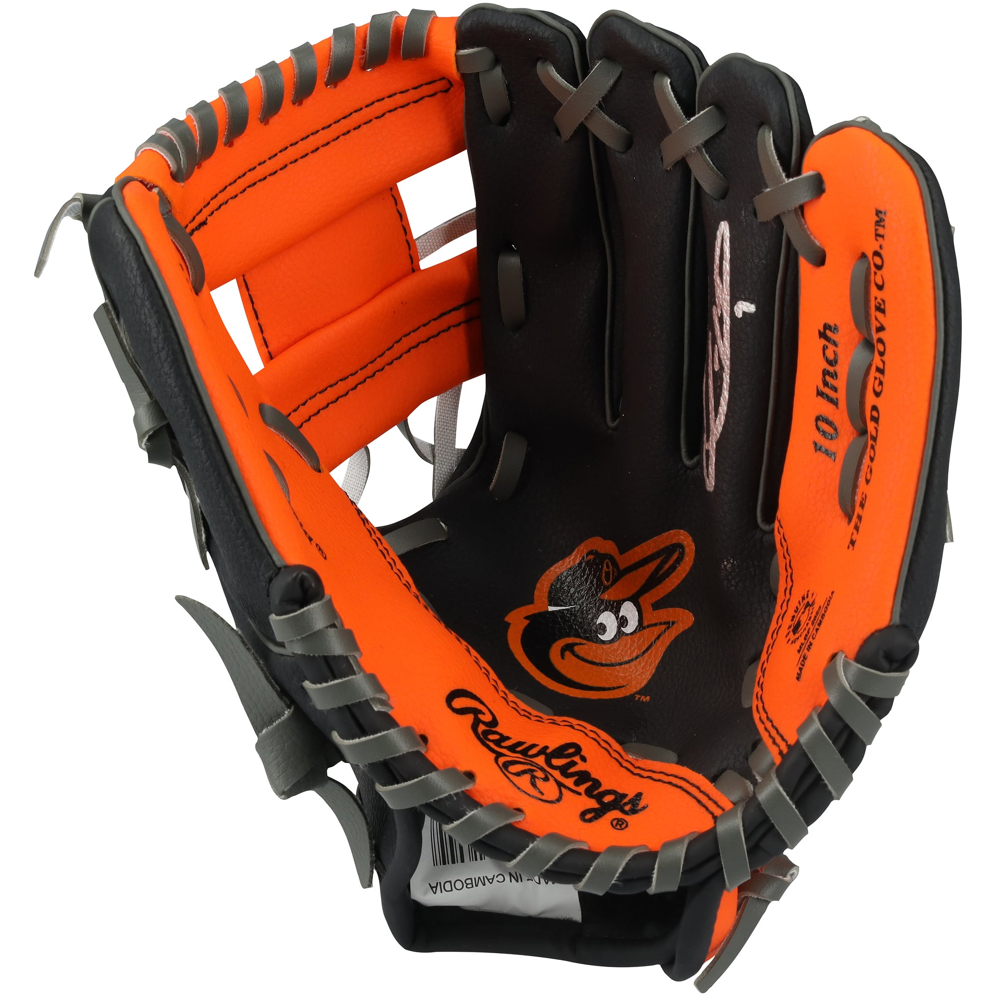 Guanto da collezione Rawlings da 10 pollici autografato da Jackson Holliday dei Baltimore Orioles con logo della squadra.