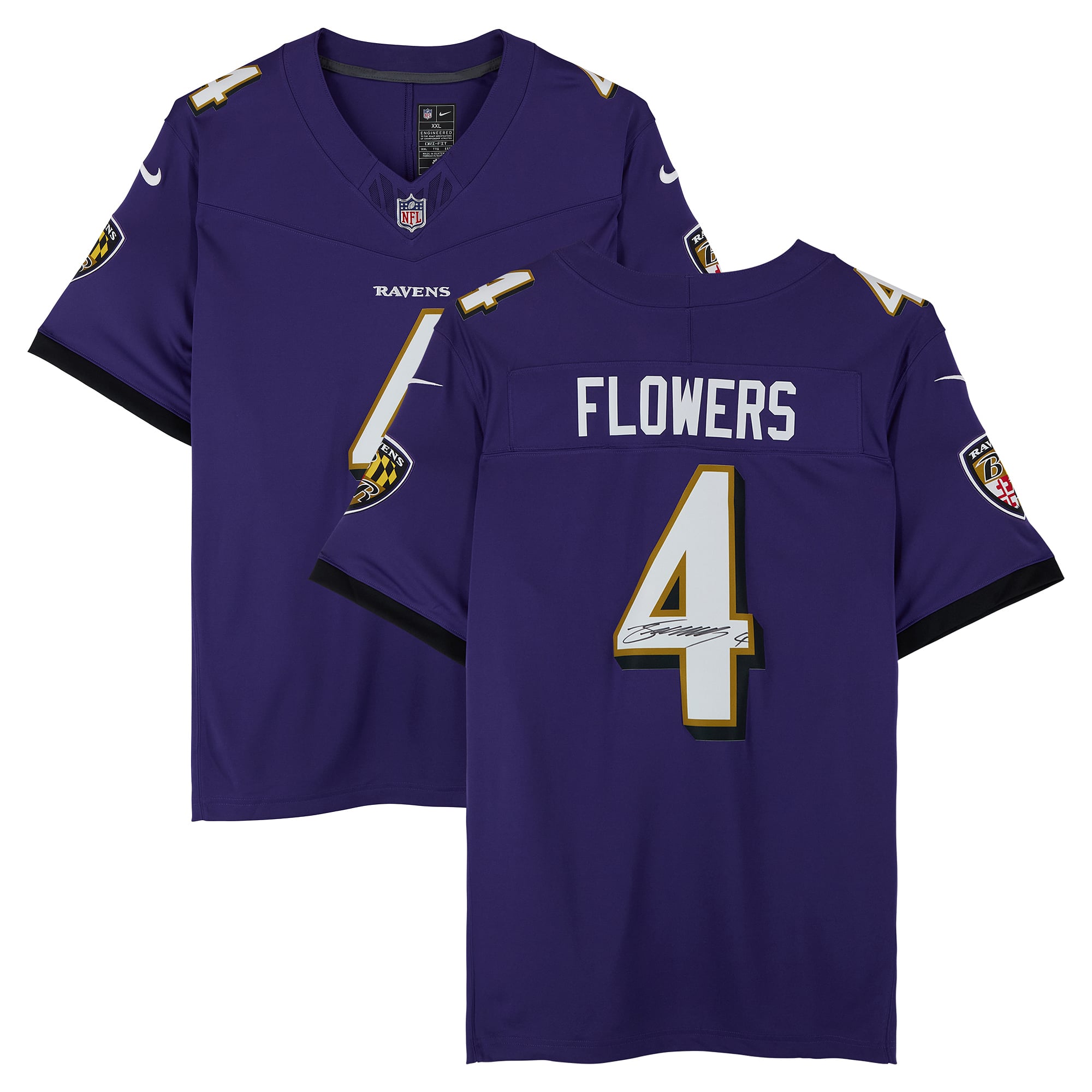 Maglia da baseball Nike 2026 viola con cuciture autografate di Zay Flowers dei Baltimore Ravens.