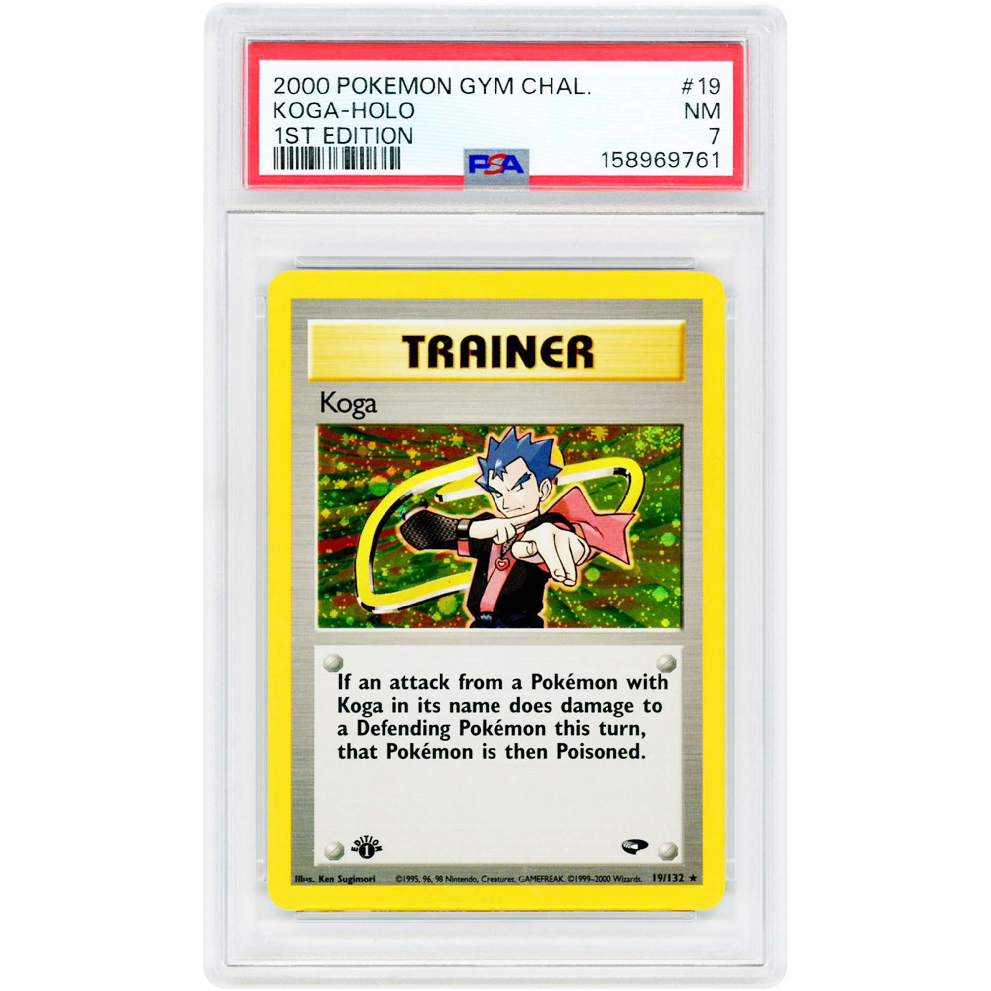 Koga 2000 Pokemon Gym Challenge 1st Edition Holo Rare #19 PSA Authenticated 7 Card