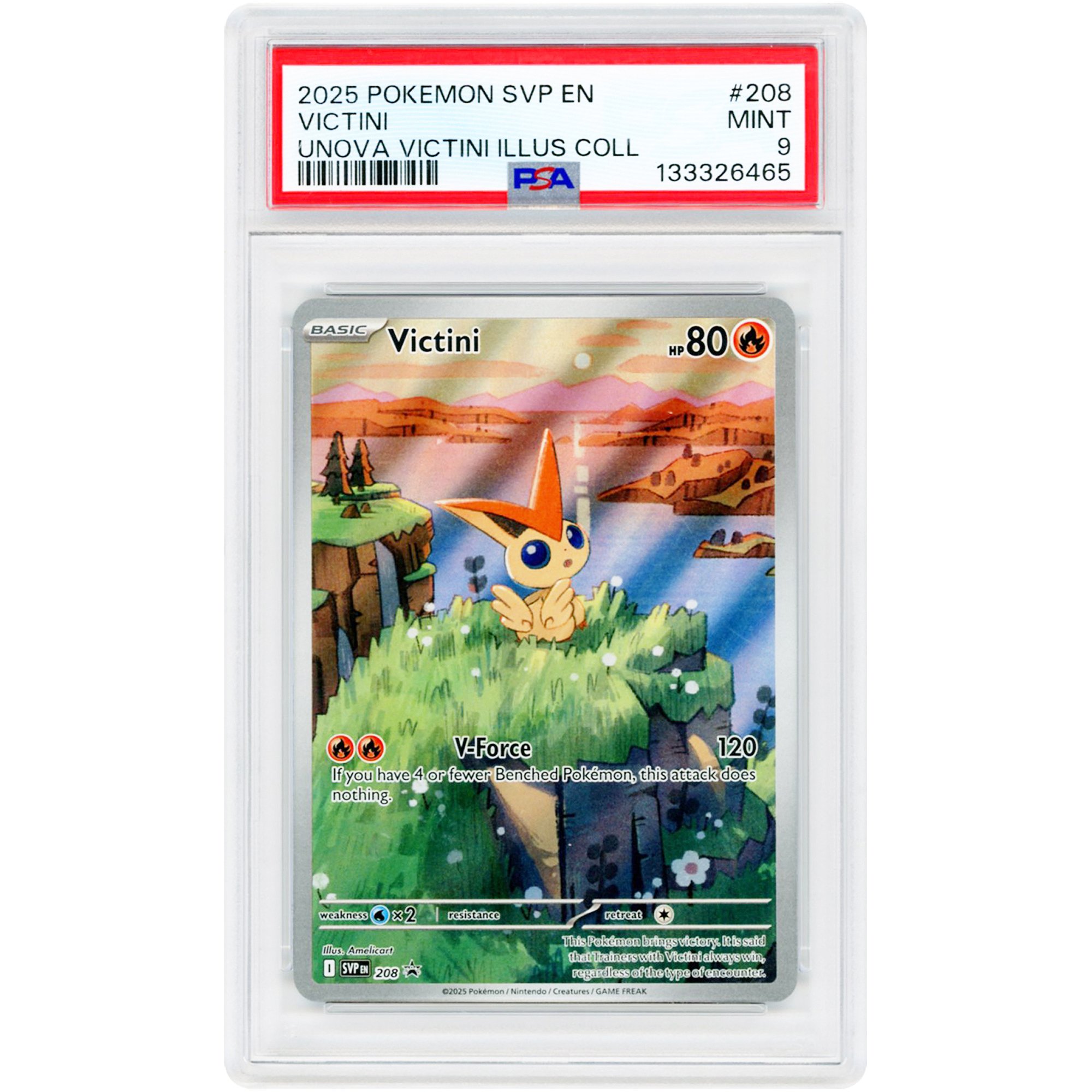 Victini 2025 Pokemon Scarlet & Violet Promo #208 PSA Authenticated 9 Card