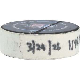 Adam Fox New York Rangers Game-Used Goal Puck from March 29, 2026 vs. Florida Panthers