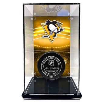 Pittsburgh Penguins Tall Puck Display Case with Image