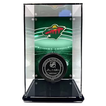 Minnesota Wild Tall Puck Display Case with Image
