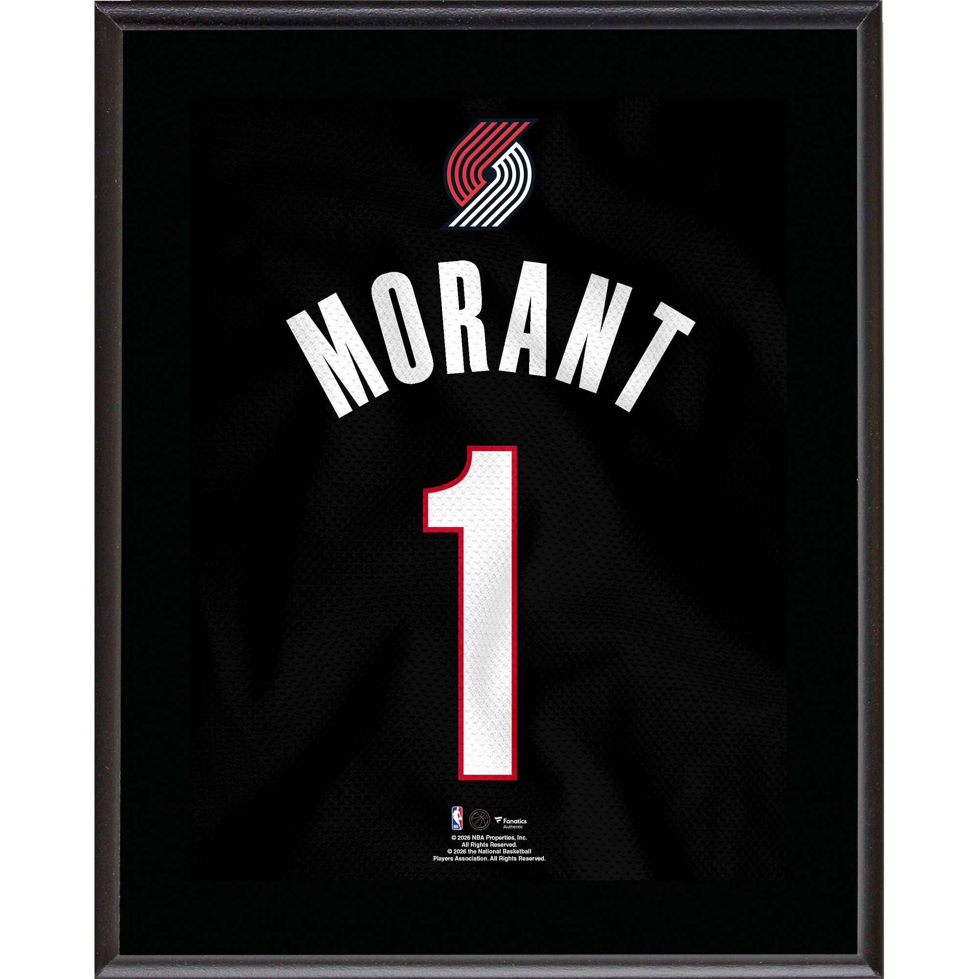 Ja Morant Portland Trail Blazers 10.5" x 13" Jersey Number Sublimated Player Plaque