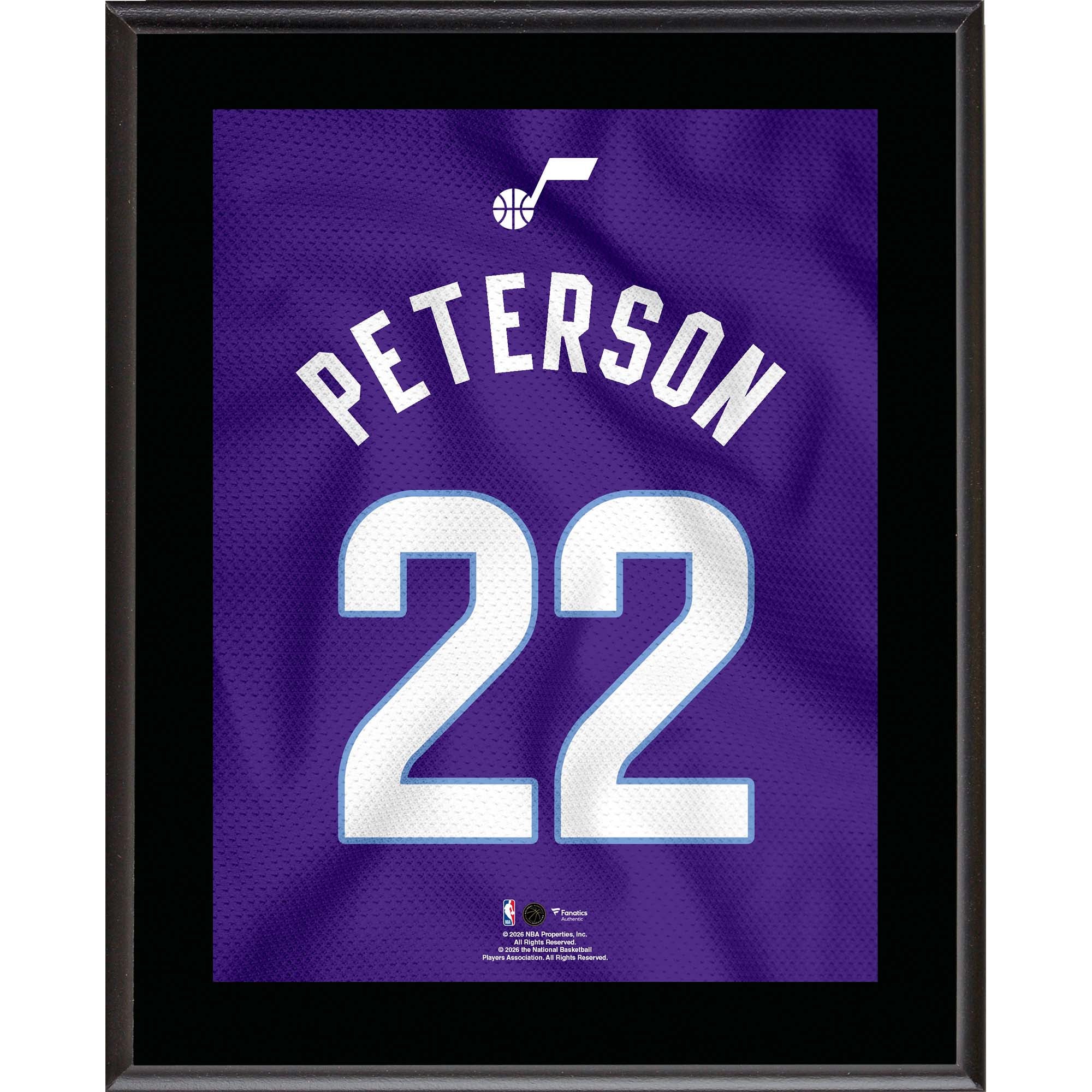 Darryn Peterson Utah Jazz 10.5" x 13" Jersey Number Sublimated Player Plaque