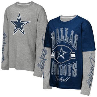 Youth Outerstuff Navy/Silver Dallas Cowboys The Mix 2.0 3-in-1 Combo T-Shirt