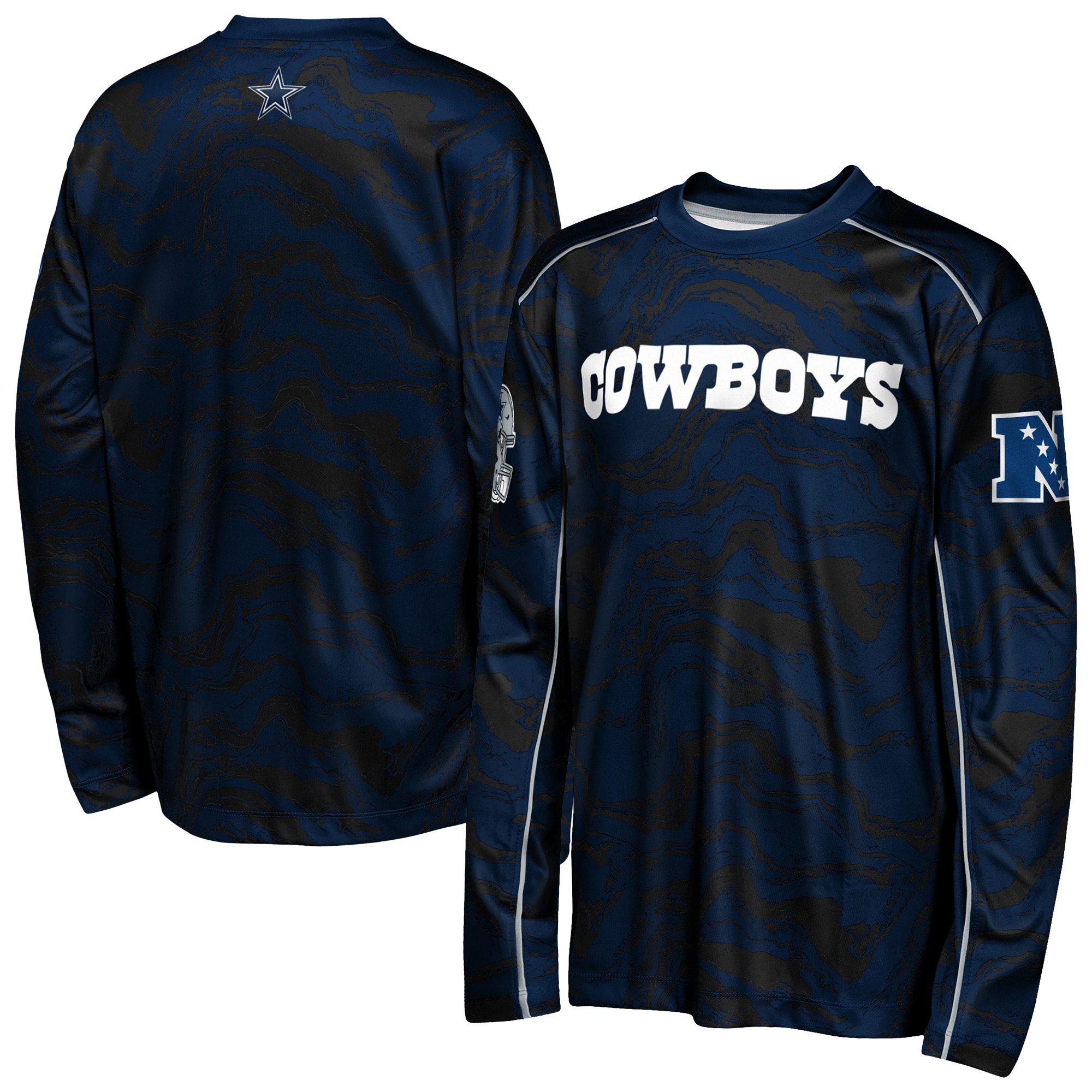 Outerstuff Big Boys' and Girls' Navy Dallas Cowboys Tailgate Performance Long-Sleeves T-Shirt - Navy