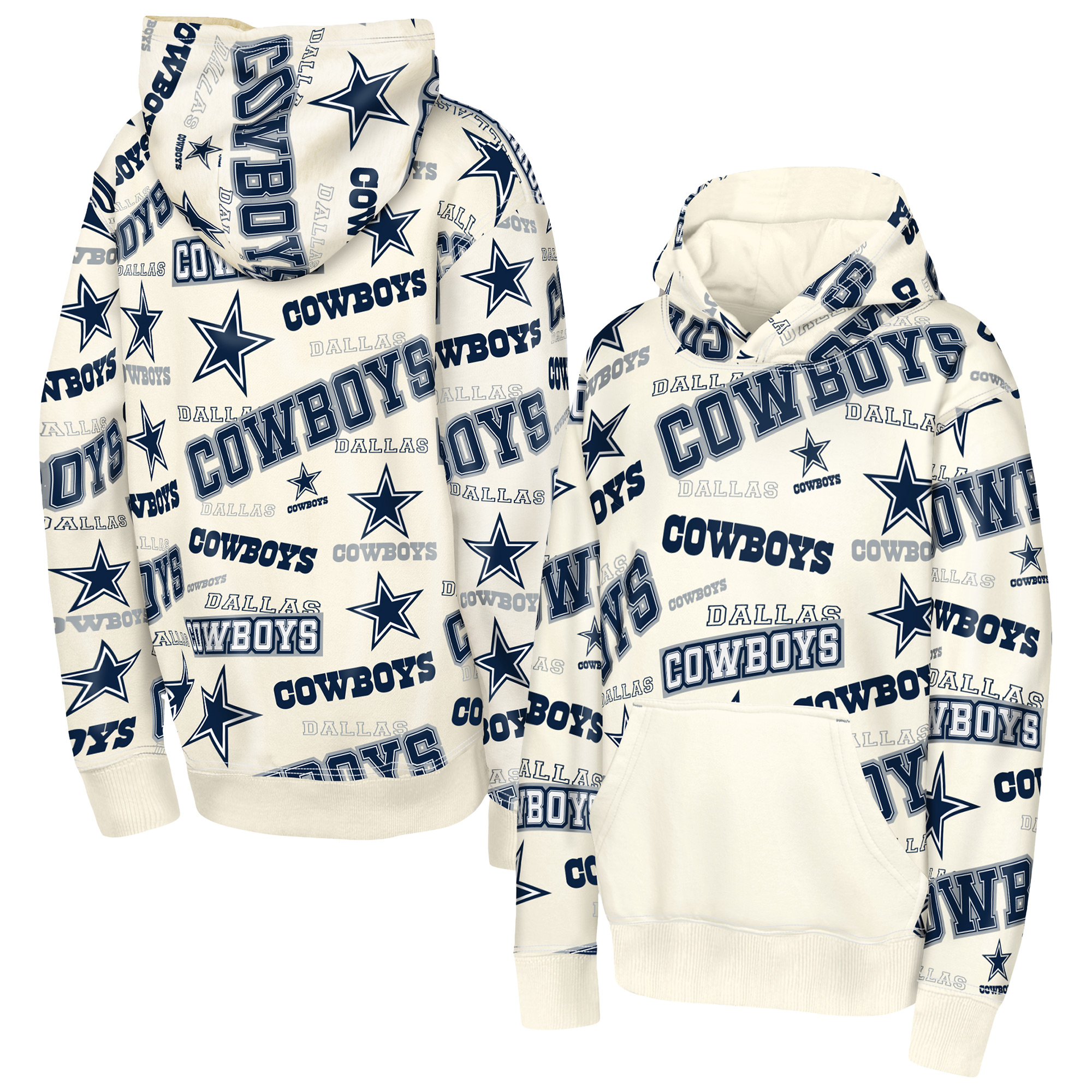 Outerstuff Big Boys' and Girls' Cream Dallas Cowboys Shake Bake Hoodie - Cream