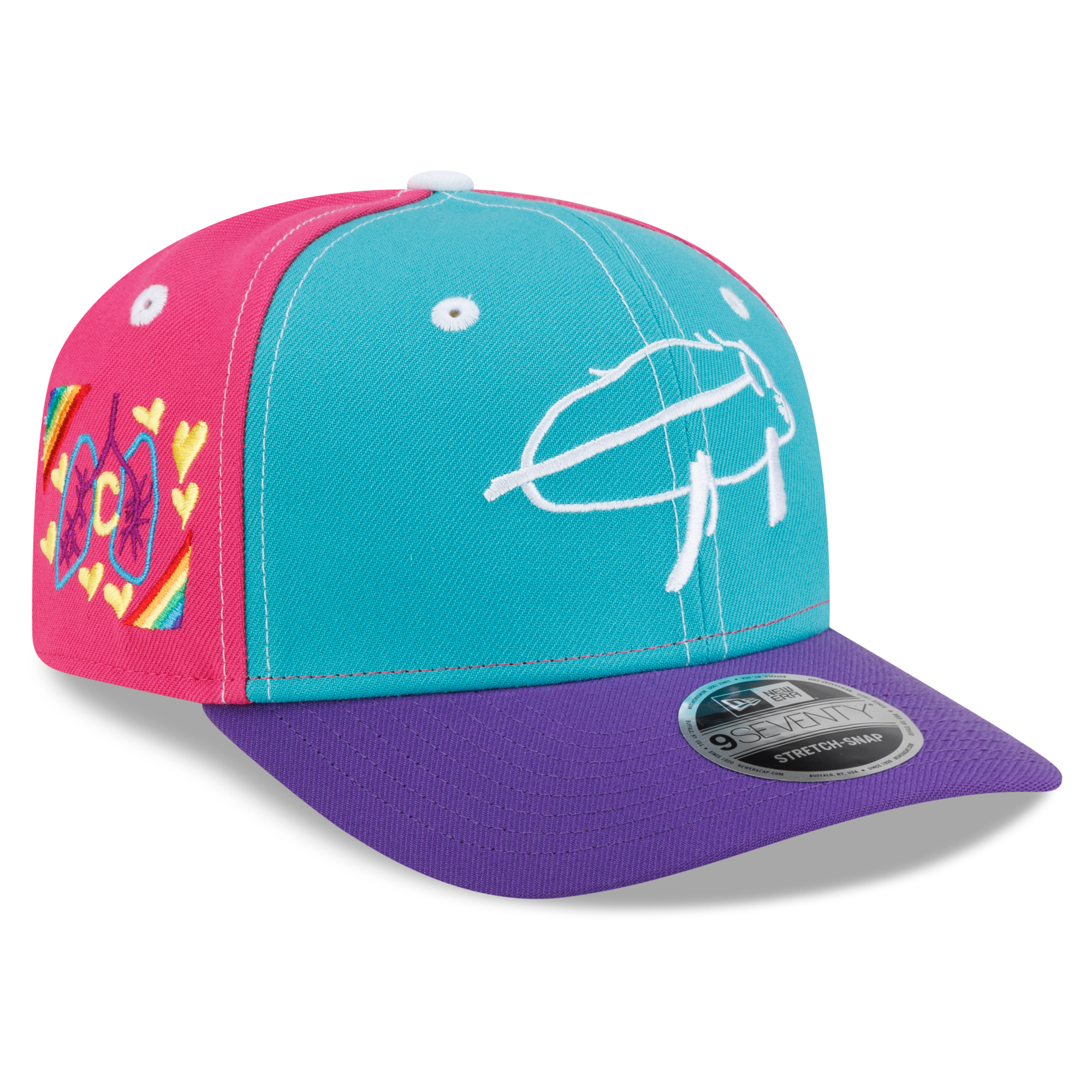 Men's New Era Josh Allen Teal/Purple Buffalo Bills Charlotte Billustration 9SEVENTY Adjustable Hat