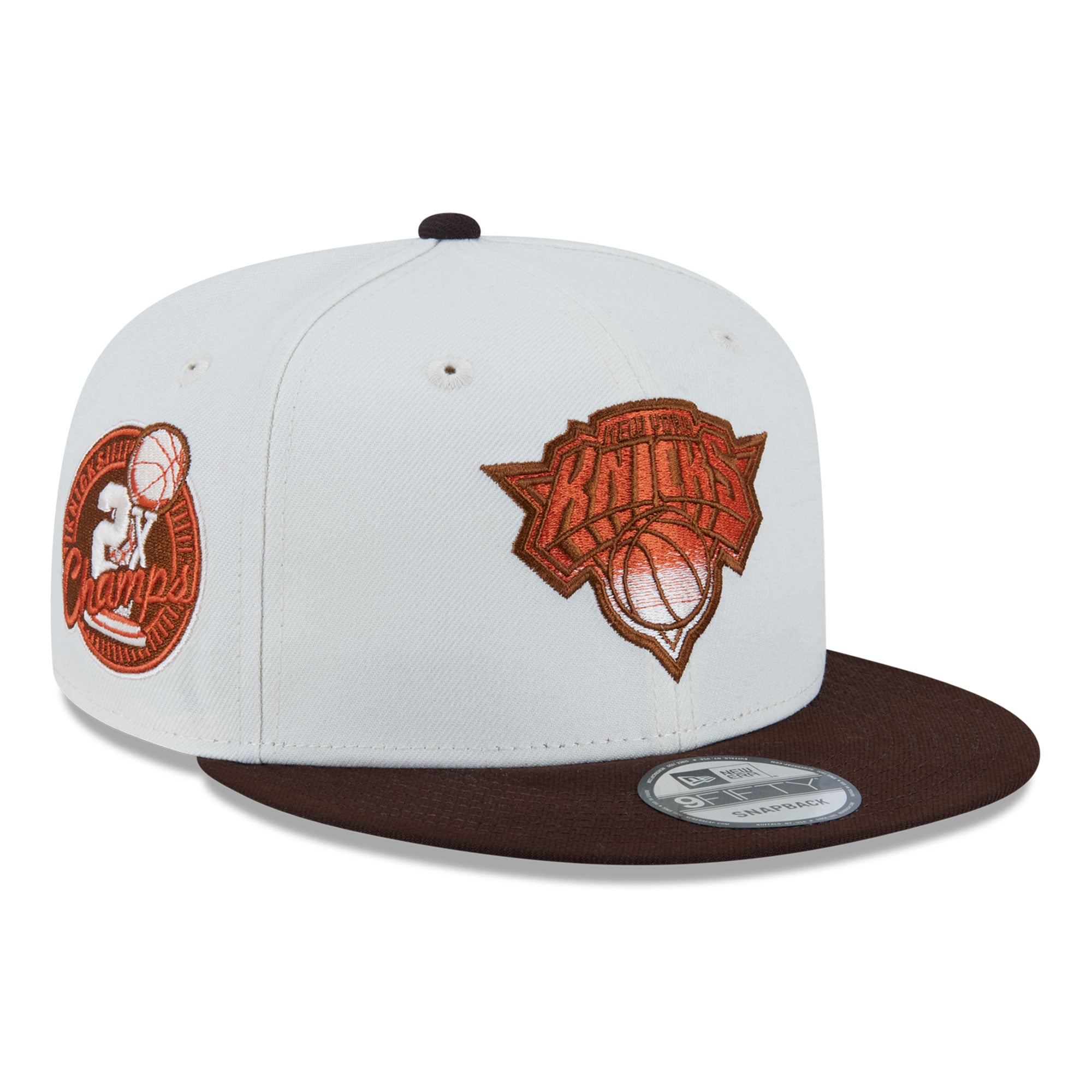 Men's New Era  White New York Knicks Pumpkin Spice 9FIFTY Snapback Hat