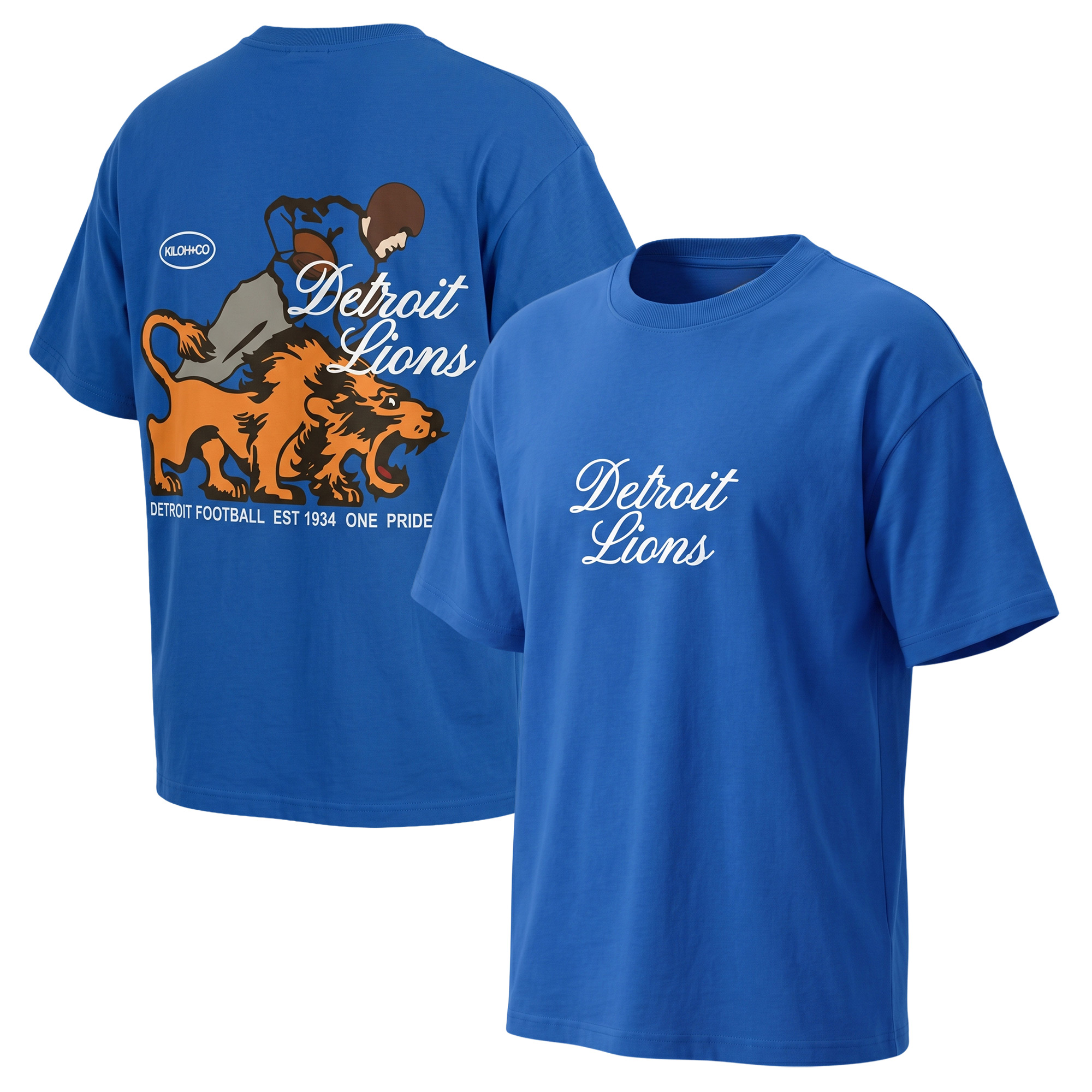 Women's Kiloh + Co.  Blue Detroit Lions Oversized T-Shirt