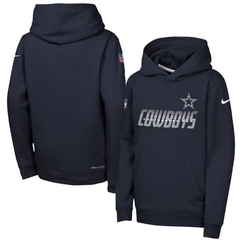 Youth Nike  Navy Dallas Cowboys Sideline Club Heavyweight Fleece Hoodie