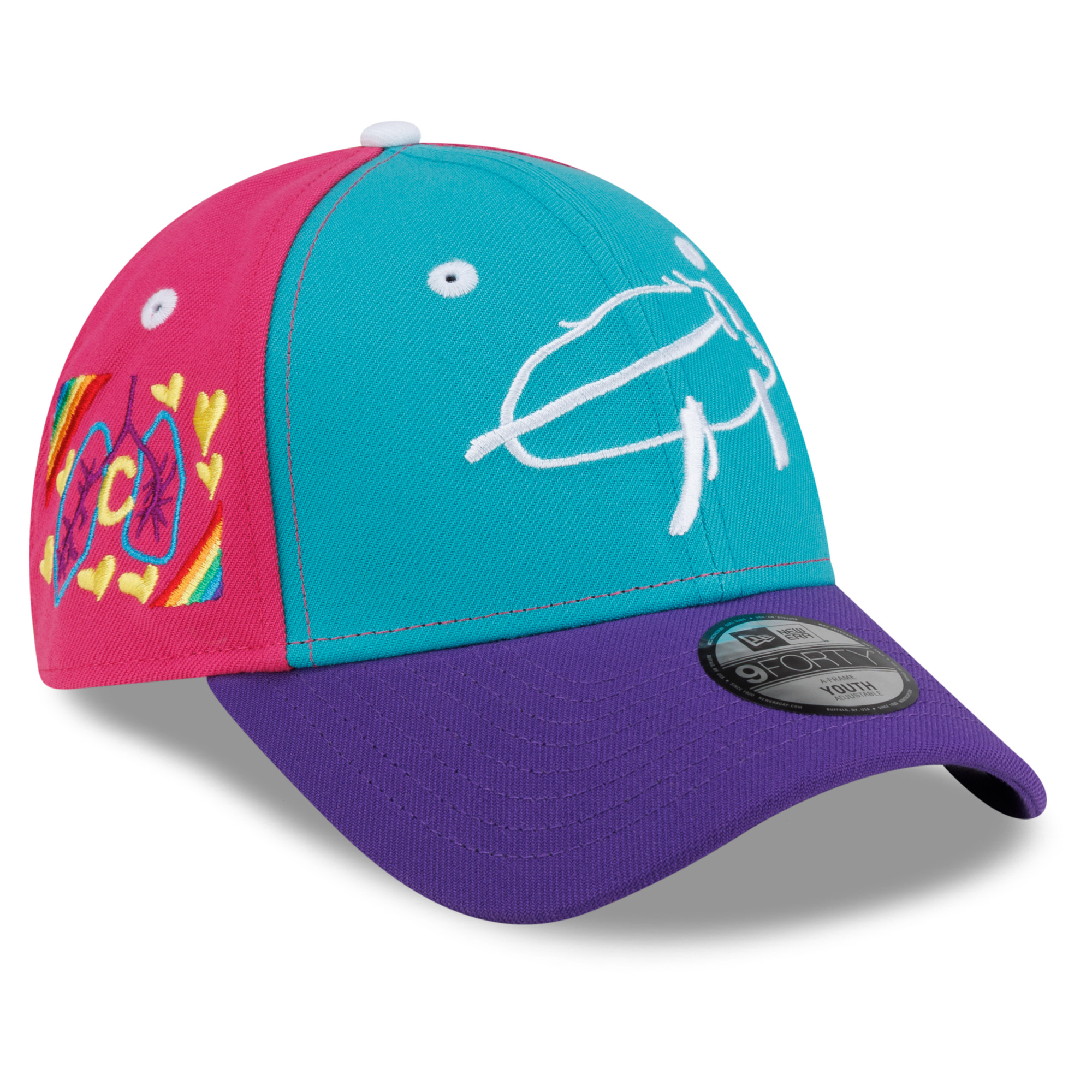 Youth New Era Josh Allen Teal/Purple Buffalo Bills  Billustration 9FORTY Adjustable Hat