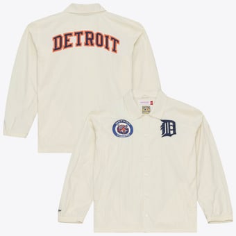 Men's Mitchell & Ness  Cream Detroit Tigers Cooperstown Collection Retro Roots Full-Snap Coaches Jacket