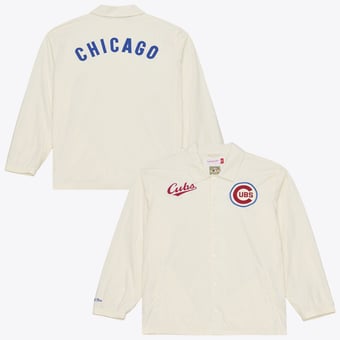 Men's Mitchell & Ness  Cream Chicago Cubs Cooperstown Collection Retro Roots Full-Snap Coaches Jacket
