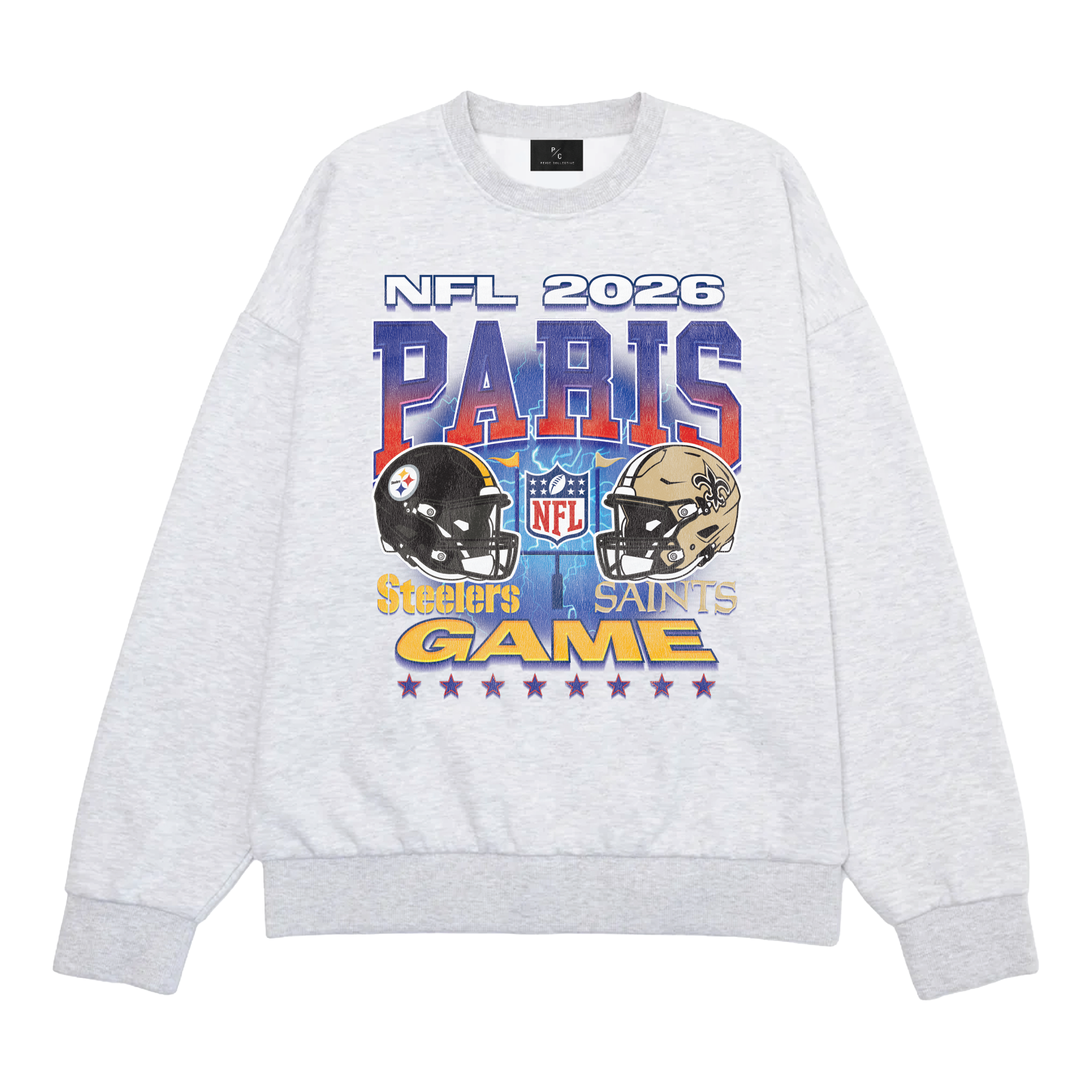 NFL x Peace Collective International Games 2026 Rundhals-Sweatshirt - Pittsburgh Steelers vs. New Orleans Saints - Paris