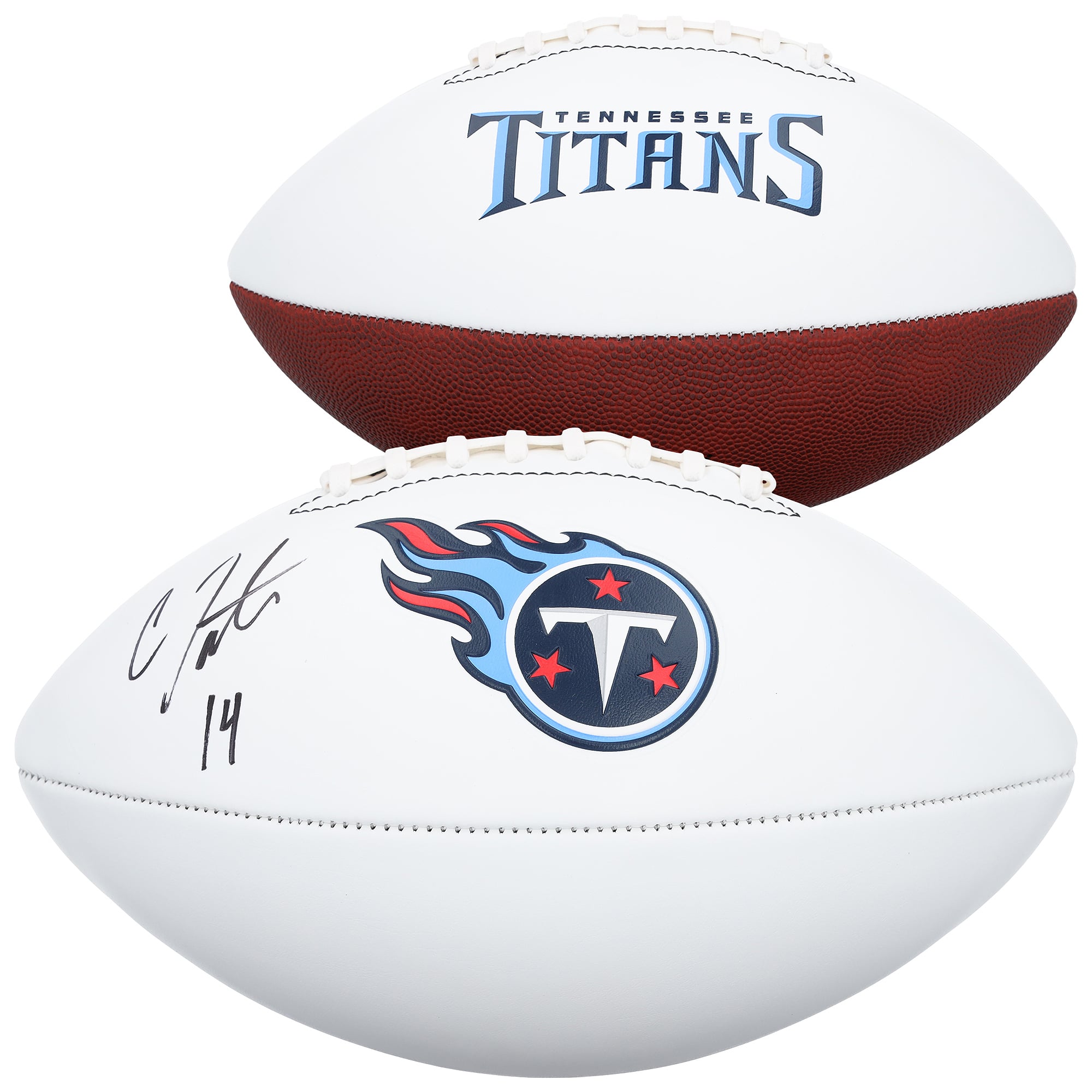 Carnell Tate Tennessee Titans Autographed Franklin 2017-2025 Throwback White Panel Football