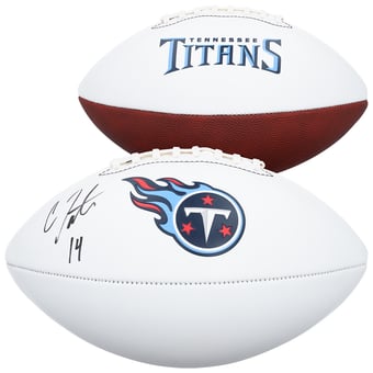 Carnell Tate Tennessee Titans Autographed Franklin 2017-2025 Throwback White Panel Football