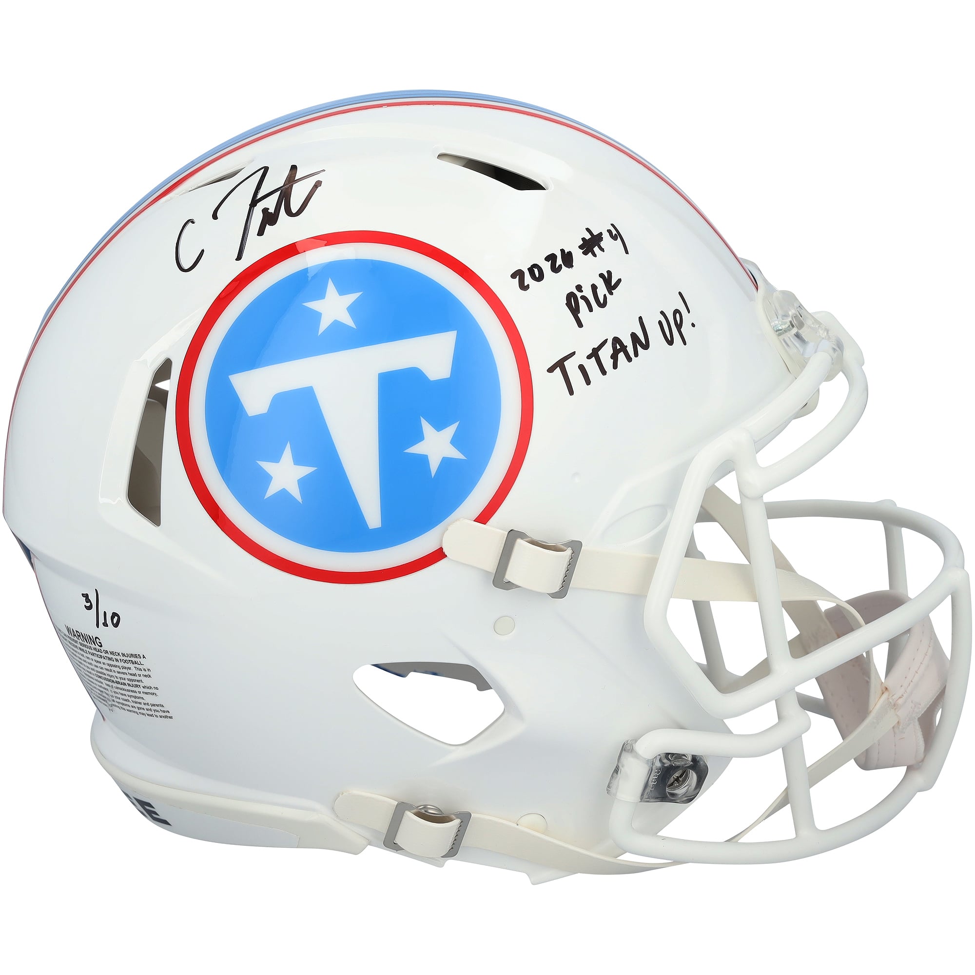 Carnell Tate Tennessee Titans Autographed Riddell 2026 Speed Authentic Helmet with Multiple Inscriptions - Limited Edition of 10