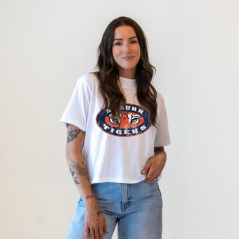 Women's Gameday Social  White Auburn Tigers Vault Mascot T-Shirt