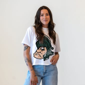 Women's Gameday Social  White Michigan State Spartans Vault Mascot T-Shirt