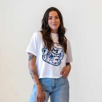 Women's Gameday Social  White Michigan Wolverines Vault Mascot T-Shirt