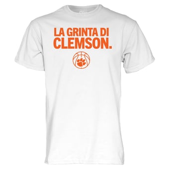 Unisex Blue 84 White Clemson Tigers Basketball in Italy T-Shirt