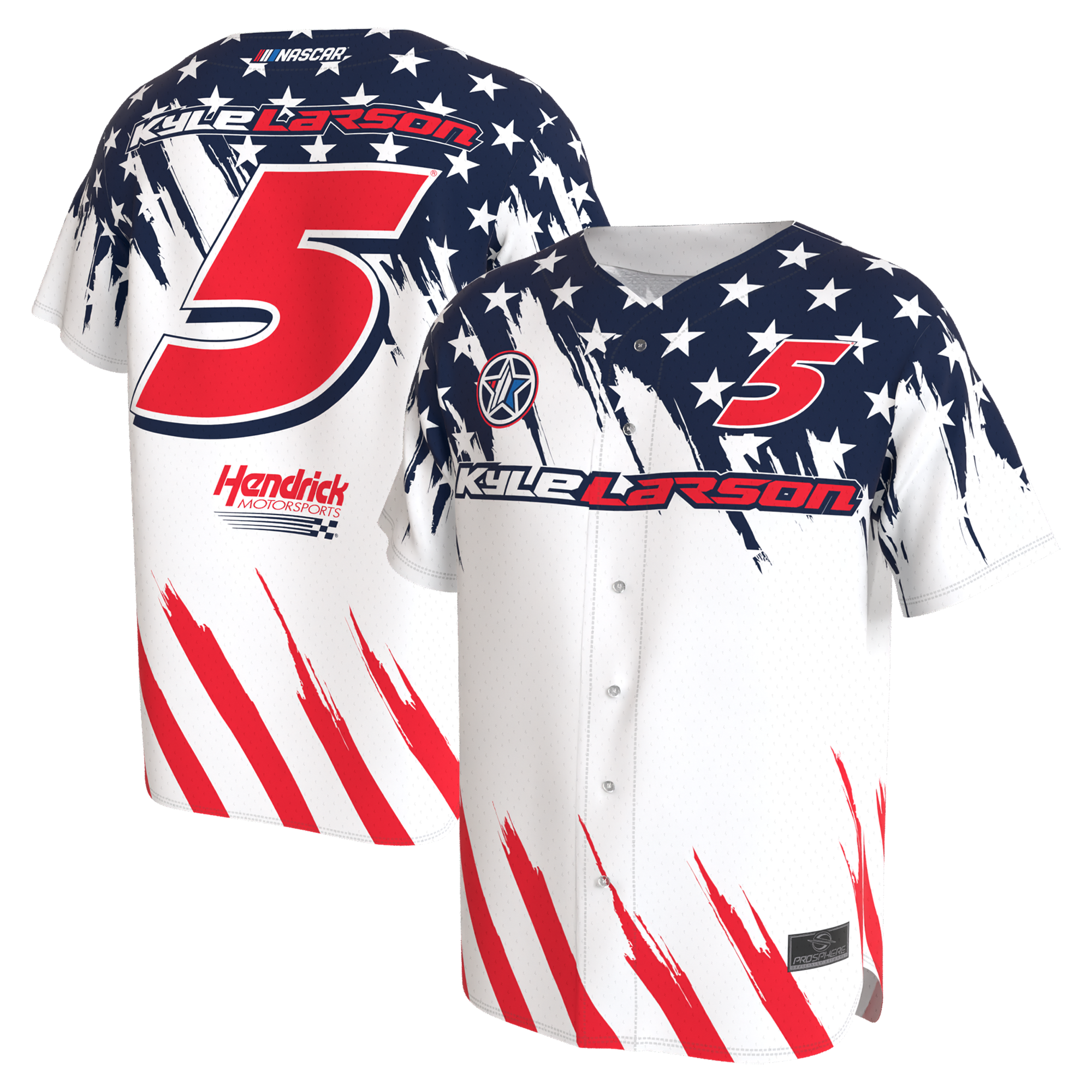Unisex ProSphere White Kyle Larson Americana Baseball Fashion Jersey Unisex ProSphere White Kyle Larson Americana Baseball Fashion Jersey