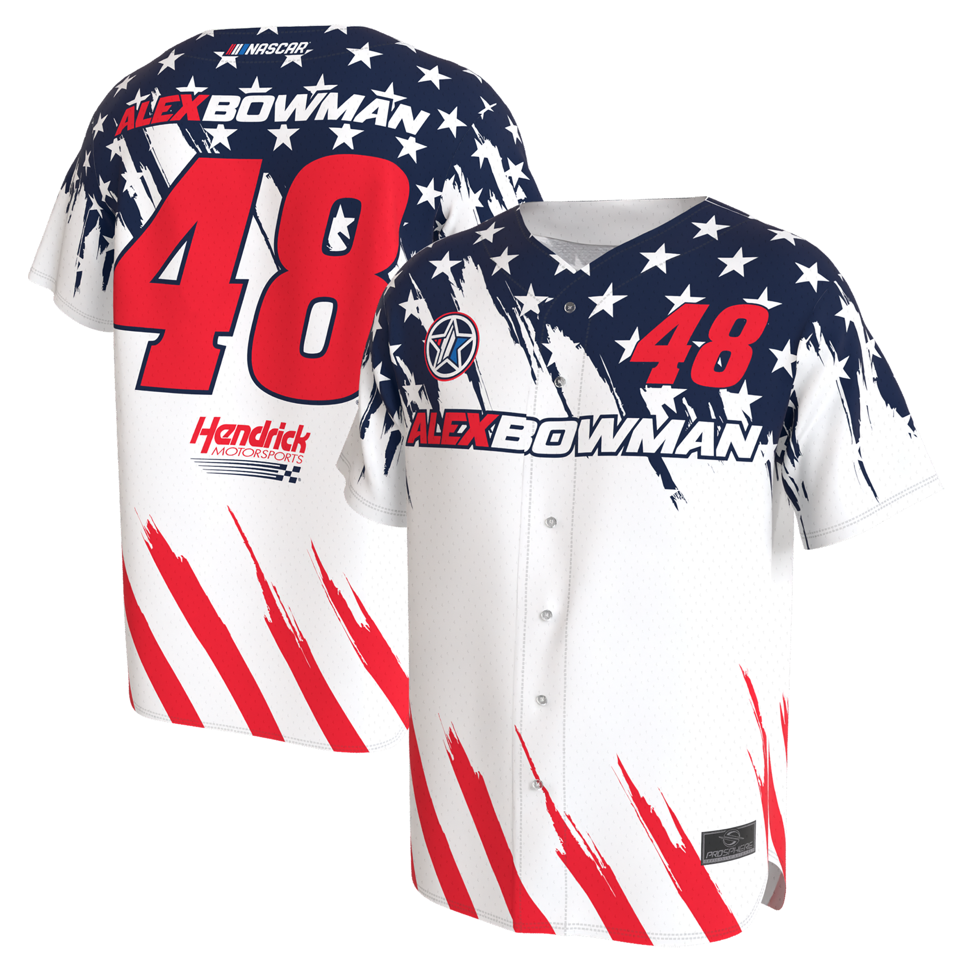 Unisex ProSphere White Alex Bowman Americana Baseball Fashion Jersey Unisex ProSphere White Alex Bowman Americana Baseball Fashion Jersey