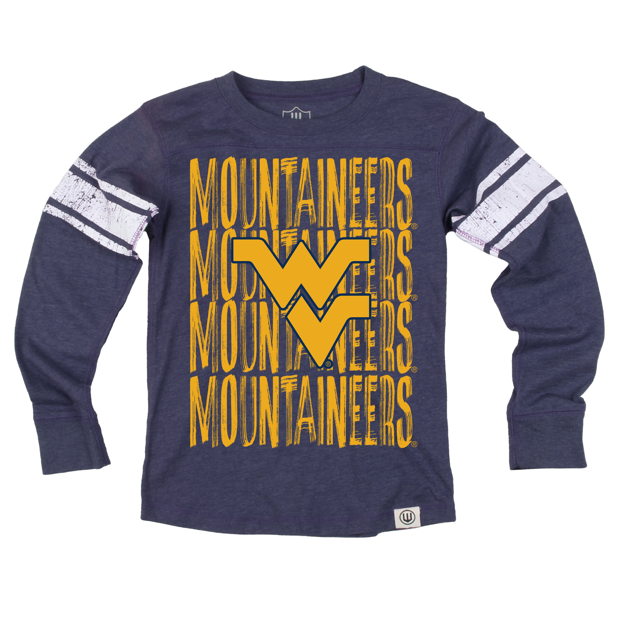 Youth Wes & Willy  Navy West Virginia Mountaineers Long Sleeve Football Jersey T-Shirt