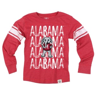 Youth Wes & Willy  Crimson Alabama Crimson Tide Long Sleeve Football Jersey T-Shirt