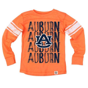 Youth Wes & Willy  Orange Auburn Tigers Long Sleeve Football Jersey T-Shirt