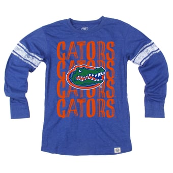 Youth Wes & Willy  Royal Florida Gators Long Sleeve Football Jersey T-Shirt